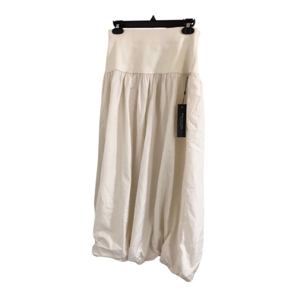 Cream puffy balloon bubble hem knit waist midi skirt size medium new - Picture 8 of 15